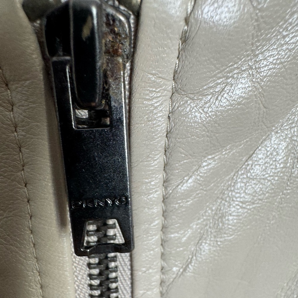 DKNY Lamb Leather Jacket Collarless Tan size 2X - Picture 6 of 8
